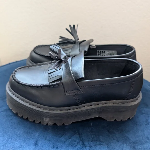 Dr. Martens Vegan Adrian Felix Platform Tassel Loafers - Black - Picture 6 of 9